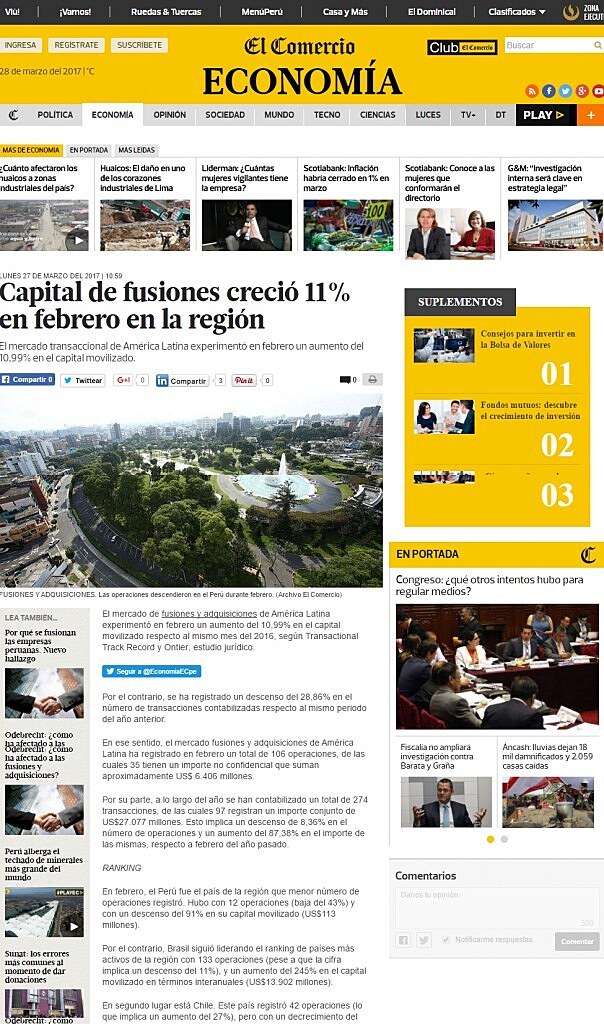 Capital de fusiones creci 11% en febrero en la regin